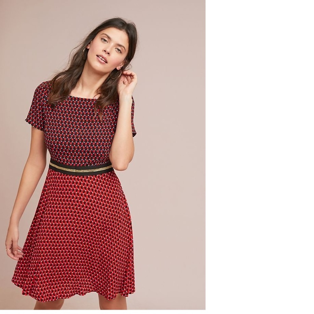 Anthropologie Amici Colorblocked Dress new with tag red color SIZE 14